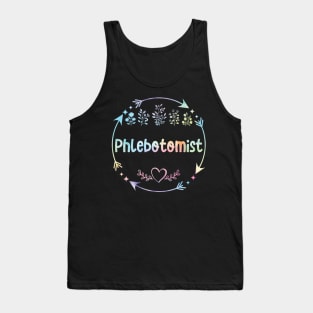 Phlebotomist Phlebotomy Therapist venipuncture cute floral watercolor Tank Top